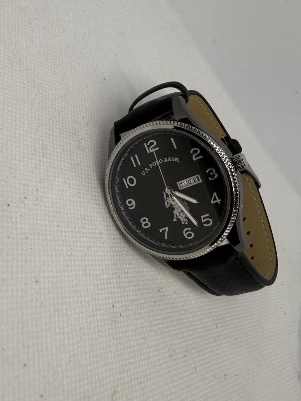 U.S. Polo Assn. Classic USC50702WM Mens Black Dial Day Date Leather Watch - Picture 9 of 12